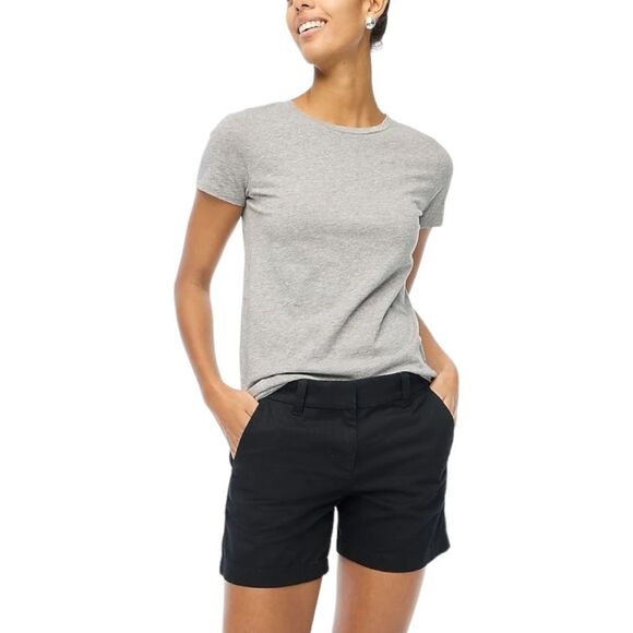 J Crew Plus Sz Classic Black Stretch Cotton Chino 5" Mid Rise Shorts Women's 16 - Picture 1 of 9